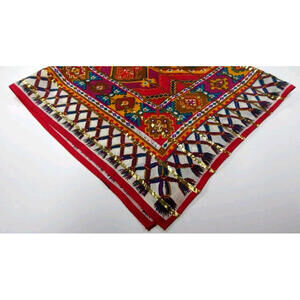 Oscar de la Renta Silk Lamé Large Scarf Gold Metallic BOHEMIAN EARLY 1970s YEARS